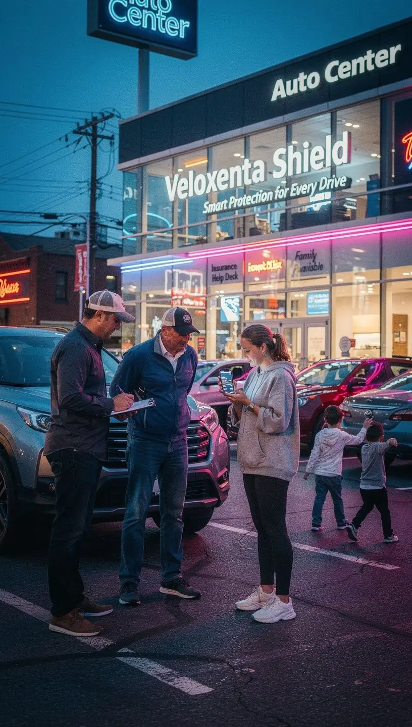 Rodzina podróżująca samochodem, ciesząca się spokojem dzięki ubezpieczeniu.