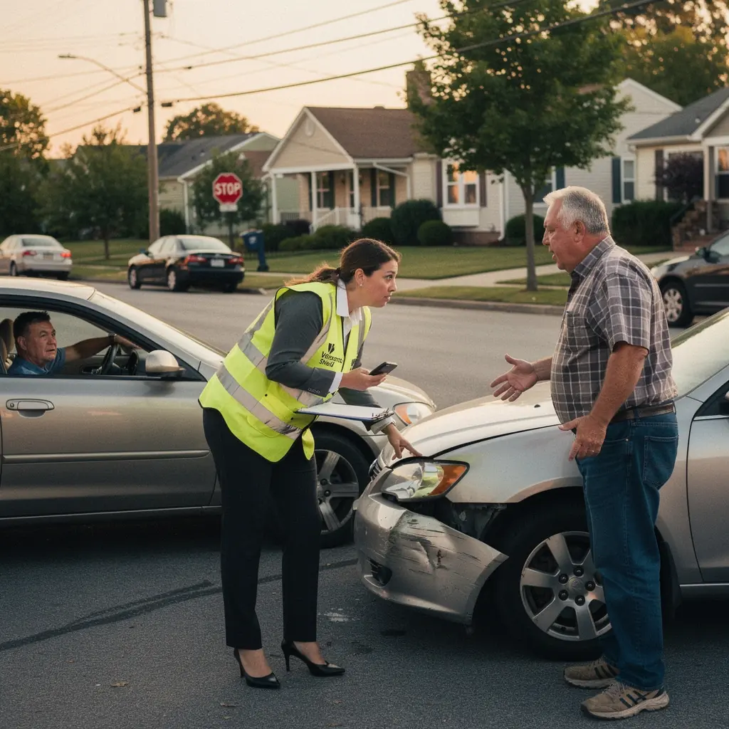 Pracownik biura obsługi klienta pomagający w zgłoszeniu szkody.
